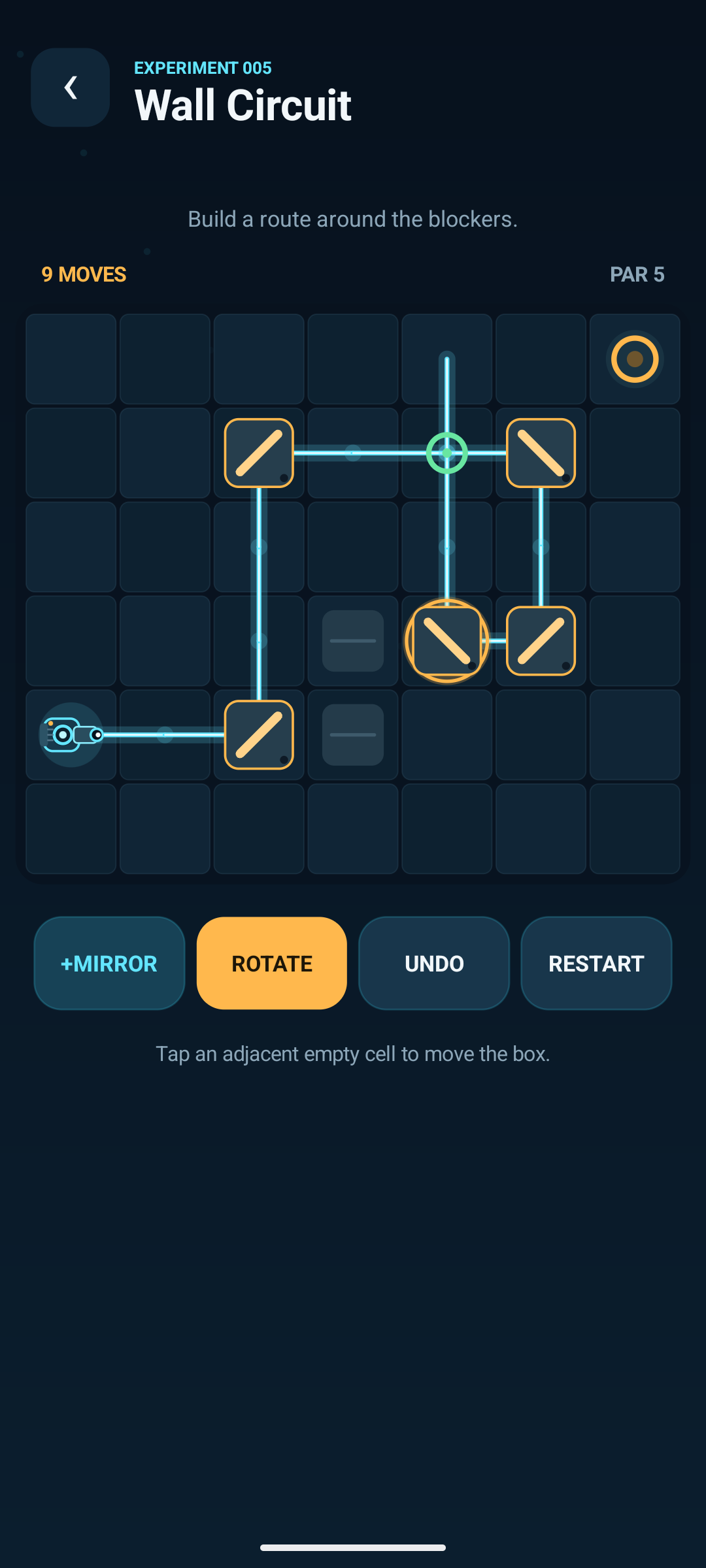 Laser Box Puzzle level with glass splitter paths